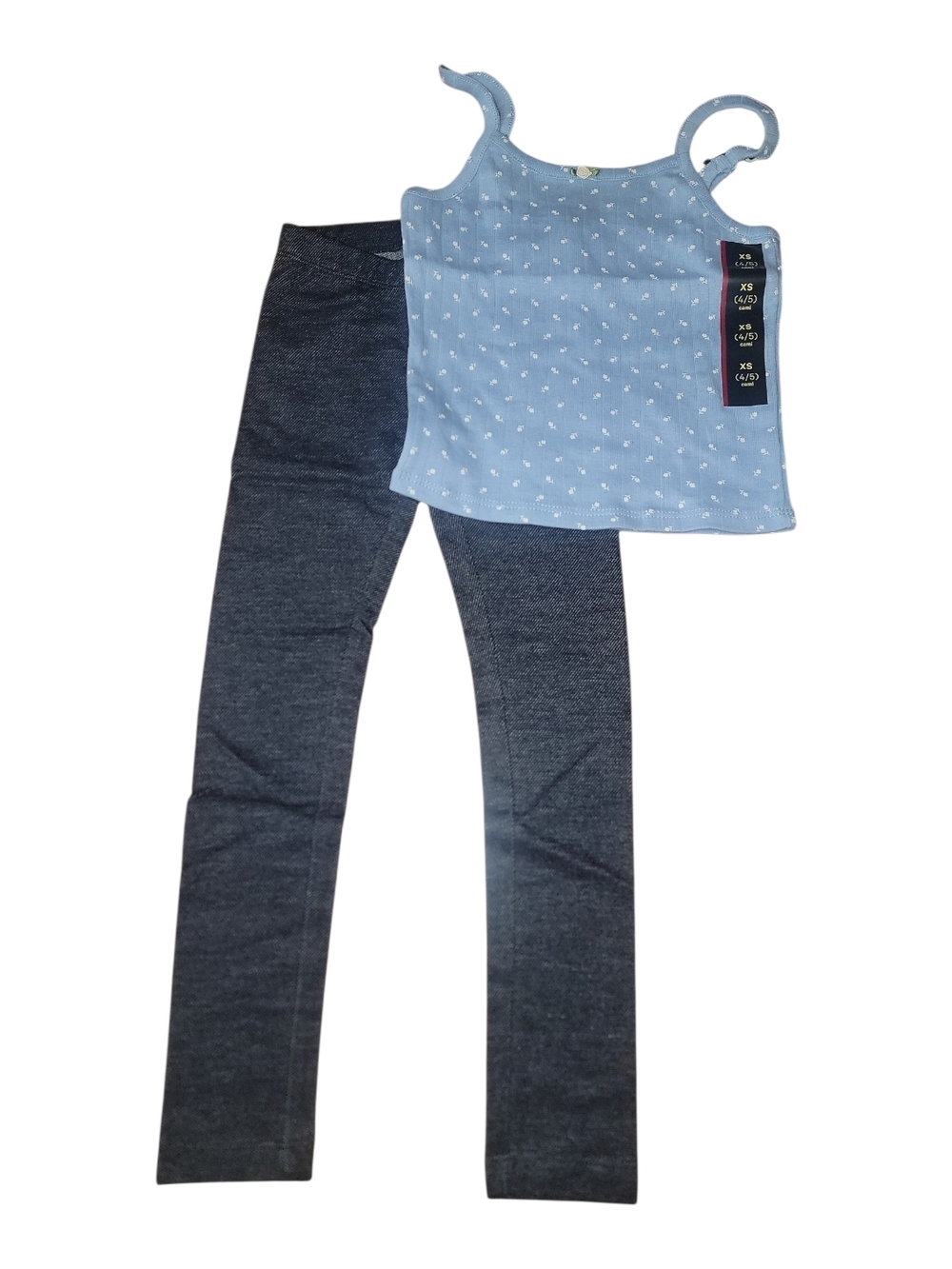 Light Blue Printed Tank Top with Dark Heather Leggings